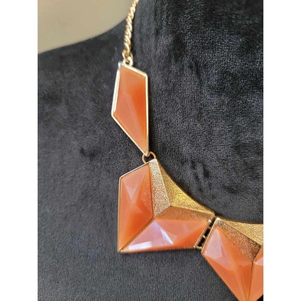 Women's Bold Orange Geometric Statement Necklace … - image 5